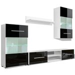 vidaXL Meuble TV à vitrine murale avec lumière LED 4 Pièces noir
