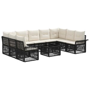vidaXL Ensemble de canapé de jardin 10 Pièces Noir polyrotin