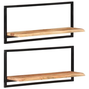 vidaXL Étagères murales 2 Pièces 80x25x35 cm Bois d'acacia et acier