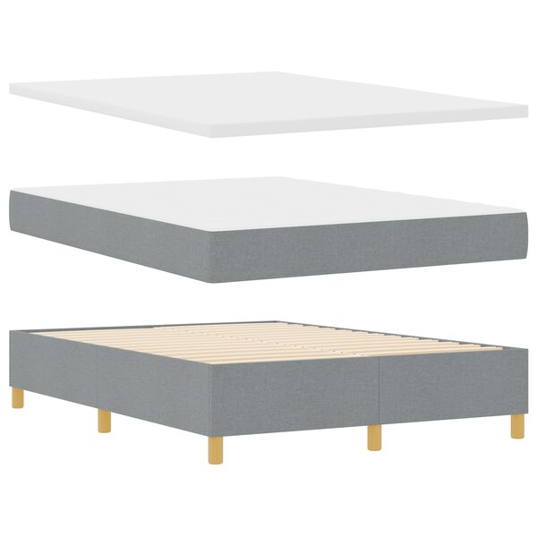 Lit à ressort vidaXL avec matelas gris clair 140x200 cm en tissu