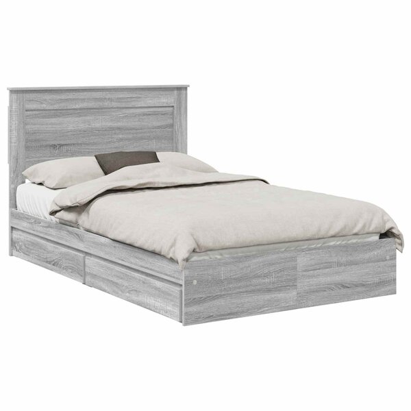 vidaXL Lit de Rangement Gris Sonoma 135 x 190 cm Bois d'ingénierie