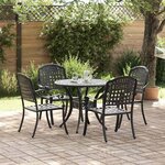 vidaXL Ensemble de salle à manger pour jardin 5 Pièces Noir Aluminium