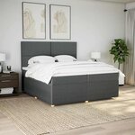 vidaXL Sommier à lattes de lit avec matelas Gris foncé 200x200cm Tissu