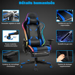 Chaise gaming fauteuil de bureau hauteur ajustable et dossier inclinable repose pieds inclus bleu 20_0008126