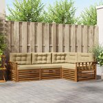 vidaXL Ensemble de canapés d'extérieur 4 Pièces Naturel et Beige