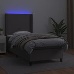 vidaXL Sommier à lattes de lit matelas LED Gris 90x190 cm Similicuir