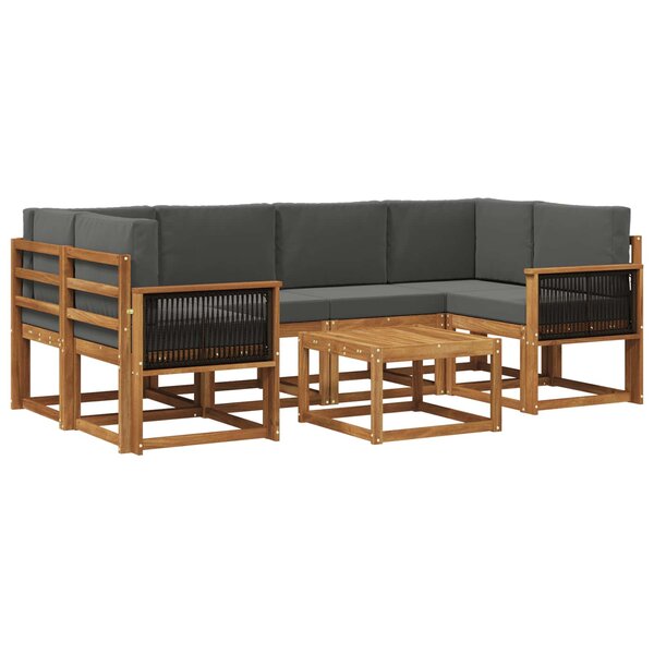 vidaXL Ensemble de canapés d'extérieur 5 pc Naturel et Anthracite