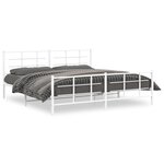 vidaXL Cadre de lit métal sans matelas et pied de lit blanc 193x203 cm