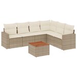 vidaXL Salon de jardin avec coussins 7 Pièces beige résine tressée