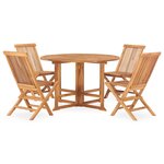 vidaXL Mobilier à dîner d'extérieur pliable 5 Pièces Bois solide de teck