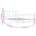 vidaXL Cadre de lit métal avec tête de lit/pied de lit blanc 107x203cm