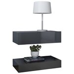 Vidaxl tables de chevet 2 pièces gris brillant 60x35 cm aggloméré