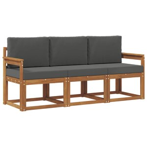 vidaXL Ensemble de canapés d'extérieur 3 Pièces Naturel et Anthracite