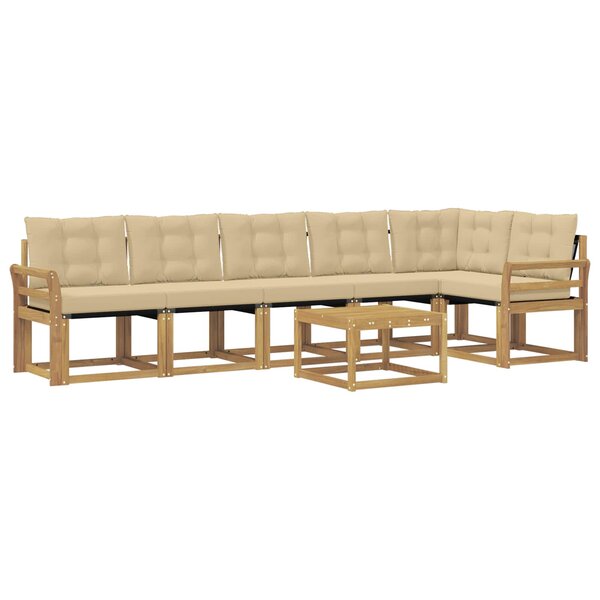 vidaXL Ensemble de canapés d'extérieur 7 pc Blanc et Beige