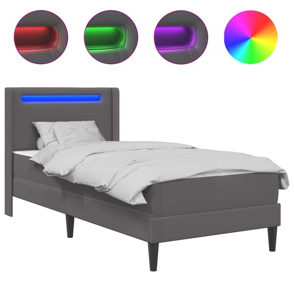 vidaXL Cadre de lit avec matelas Gris 90 x 200 cm Simili cuir