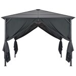 vidaXL Tonnelle avec rideau Aluminium 3x3 m Noir