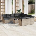 vidaXL Salon de jardin avec coussins 13 Pièces gris résine tressée