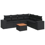 vidaXL Salon de jardin 7 Pièces avec coussins noir résine tressée