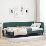 vidaXL Cadre de lit d'angle Vert foncé 90 cm x 200 cm tissu