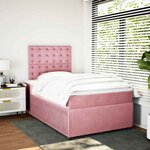 vidaXL Sommier à lattes de lit avec matelas Rose 120x200 cm Velours