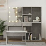 vidaXL Ensemble de coiffeuse avec LED Gris béton Bois d'ingénierie