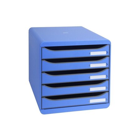 EXACOMPTA Module de classement Big Box - 5 tiroirs - Bleu glacé punchy