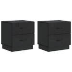 vidaXL Cabinet de chevet avec tiroir 2 Pièces Noir 43 x 34 5 x 44 5 cm