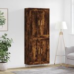 vidaXL Buffet haut Chêne fumé 69 5x34x180 cm Bois d'ingénierie