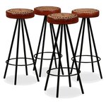 vidaXL Ensemble de bar 5 Pièces Bois de récupération Cuir véritable et toile