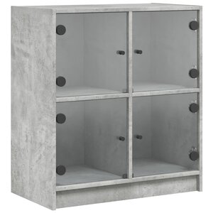 vidaXL Armoire latérale avec portes en verre gris béton 68x37x75 5 cm
