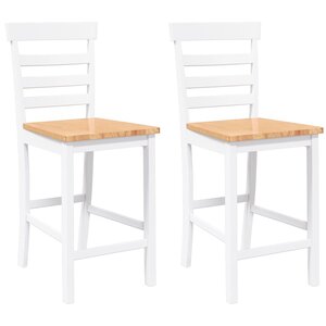 VidaXL Tabourets de bar 2 Pièces blanc bois massif d'hévéa
