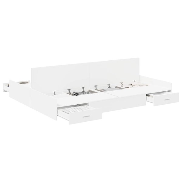 vidaXL Cadre de lit avec rangement avec tête de lit Blanc 135 x 190 cm