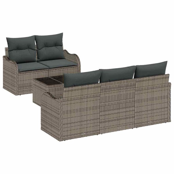 vidaXL Ensemble de canapé de jardin 6 Pièces Gris 55 x 55 x 37 cm