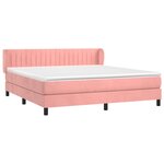 vidaXL Sommier à lattes de lit avec matelas Rose 180x200 cm Velours