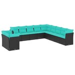 vidaXL Salon de jardin 11 Pièces avec coussins noir résine tressée