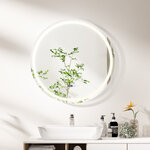 Miroir mural rond à led et fonction anti-buée miroir de courtoisie étanche avec 3 couleurs 58 lumières écran tactile miroir de maquillage argent 20_0008919
