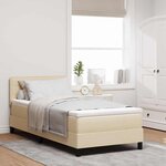 vidaXL Lit Box Spring avec Matelas & LED Crème 100x200 cm Tissu