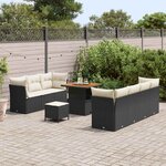 vidaXL Ensemble de canapé de jardin 10 Pièces Noir polyrotin