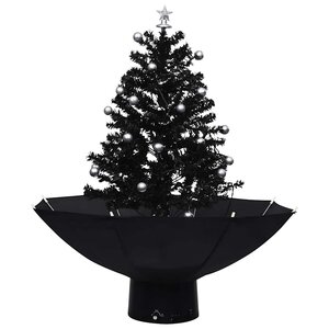 vidaXL Arbre de Noël neigeux avec base de parapluie Noir 75 cm PVC