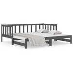 vidaXL Lit coulissant Gris 2x(90x190) cm Bois de pin massif