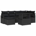 vidaXL Ensemble de canapé de jardin 7 Pièces Noir Poly rotin