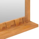 vidaXL Miroir mural avec étagère 60x12x40 cm Bois de teck massif