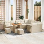 vidaXL Ensemble de canapé de jardin 12 Pièces Beige polyrotin