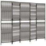vidaXL Cloison de séparation 5 panneaux gris résine tressée
