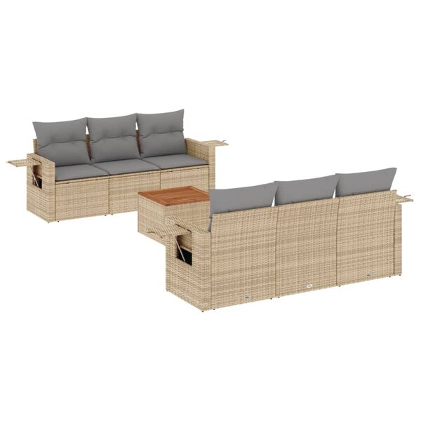 vidaXL Salon de jardin avec coussins 7 Pièces beige résine tressée