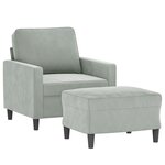 vidaXL Fauteuil avec repose-pied Gris clair 60 cm Velours