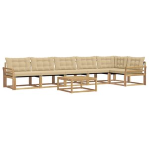 vidaXL Ensemble de canapés d'extérieur 7 Pièces Blanc et Beige