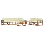 vidaXL Ensemble de canapés d'extérieur 8 Pièces Naturel et Crème