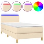 vidaXL Sommier à lattes de lit avec matelas LED Crème 100x200 cm Tissu