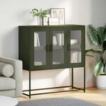 vidaXL Buffet vert olive 100 5x39x107 cm acier laminé à froid